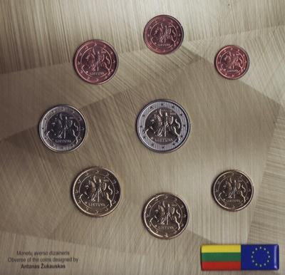 Набор из 8 евро монет 2015 Литва. Буклет.