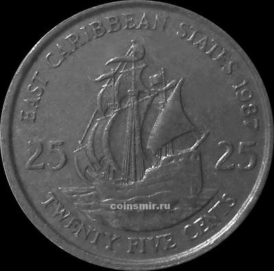 25 центов 1987 Восточные Карибы. (в наличии 1981 год)