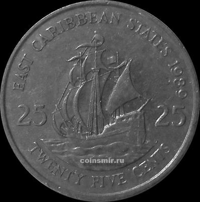 25 центов 1989 Восточные Карибы.