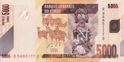 5000 франков 2013 Конго.  