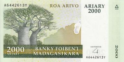 2000 ариари (10000 франков) 2008 Мадагаскар. 