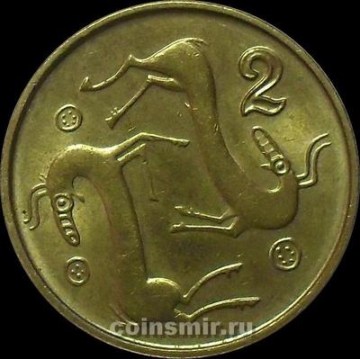 2 цента 1998 Кипр. Стилизованные козлы.