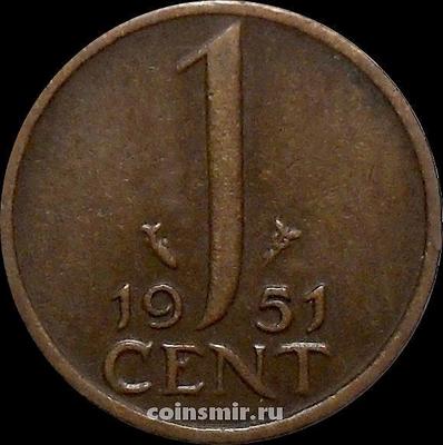 1 цент 1951 Нидерланды. Рыбка.