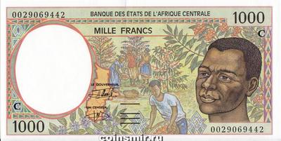 1000 франков 1993-2000 С КФА BEAC (Центральная Африка).