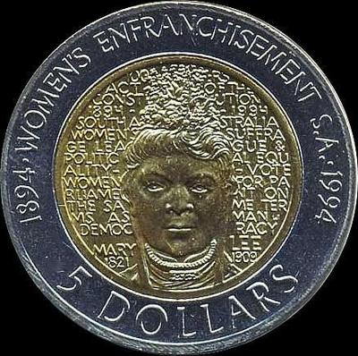 5 долларов 1994 Австралия. 100-летие женского избирательного права.