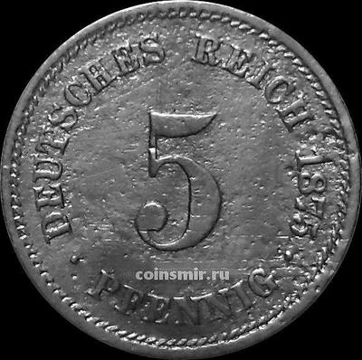 5 пфеннигов 1875 J Германия.