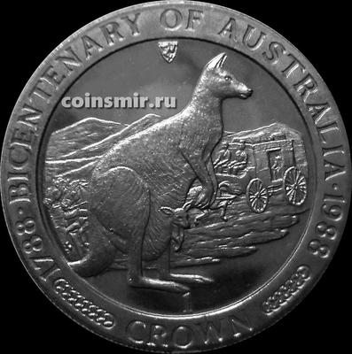 1 крона 1988 остров Мэн. Двухсотлетие Австралии — Кенгуру.