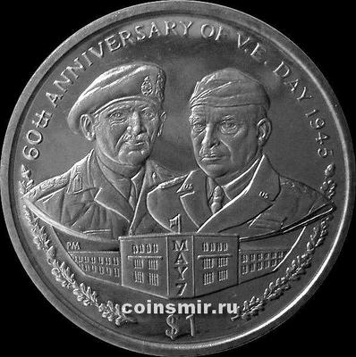 1 доллар 2005 Британские Виргинские острова. 60 лет Победы! Монтгомери и Эйзенхауэр.