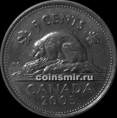 5 центов 2005 Канада. Бобр.