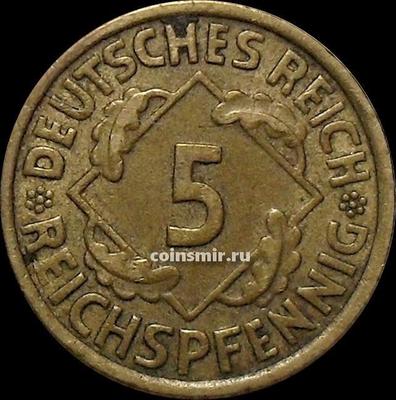 5 пфеннигов 1935 G Германия. REICHSPFENNIG