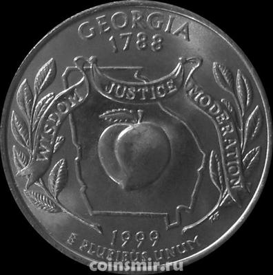 25 центов 1999 D США. Джорджия. Персик.