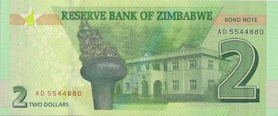 2 доллара 2016 Зимбабве. Bond note.