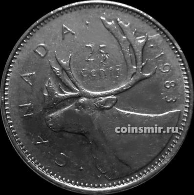 25 центов 1983 Канада. Северный олень.