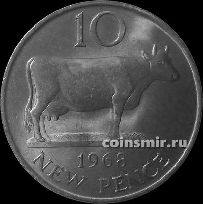 10 пенсов 1968 Гернси. Корова.