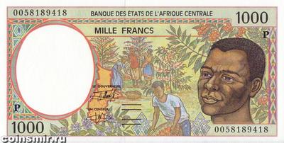 1000 франков 1993-2000 P КФА BEAC (Центральная Африка).