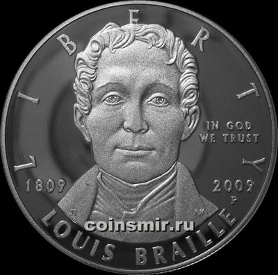1 доллар 2009 Р США. Луи Брайль.