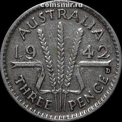 3 пенса 1942 D Австралия. Георг VI (1937-1952).