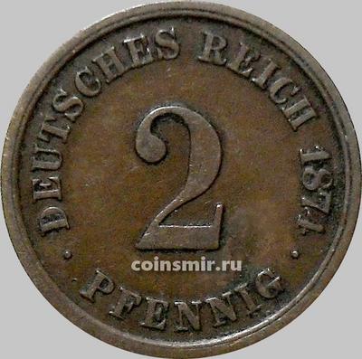 2 пфеннига 1874 А Германия.