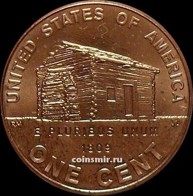 1 цент 2009 США. Дом Линкольна.