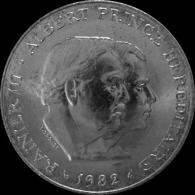 100 франков 1982 Монако. Князь Монако Ренье III. Наследник принц Альберт.