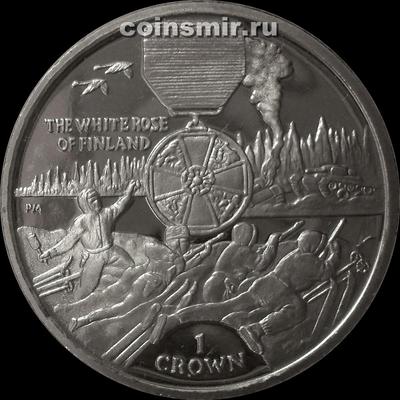 1 крона 2004 остров Мэн. Орден Белой розы Финляндии.