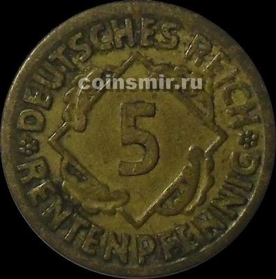 5 пфеннигов 1924 D Германия. RENTENPFENNIG