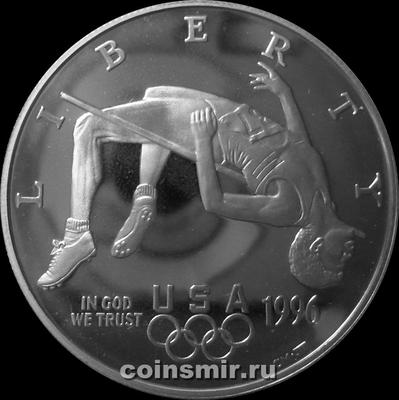 1 доллар 1996 Р США. Олимпиада в Атланте 1996. Прыжки в высоту.
