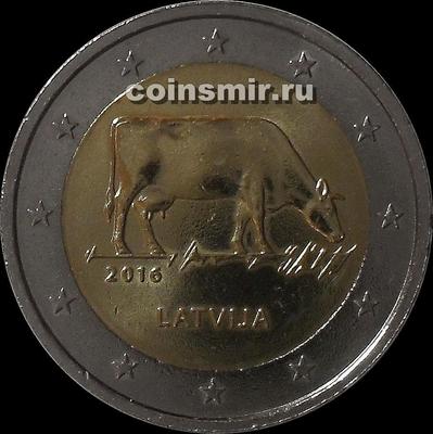 2 евро 2016 Латвия. Корова.