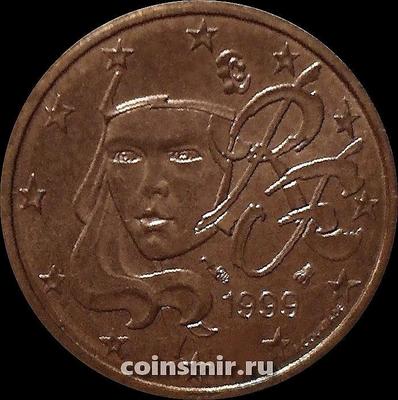 2 евроцента 1999 Франция. Олицетворение республики Марианна. VF