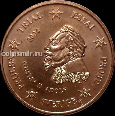 1 евроцент 2004 Швеция. Европроба. Specimen. Король Густав II Адольф.