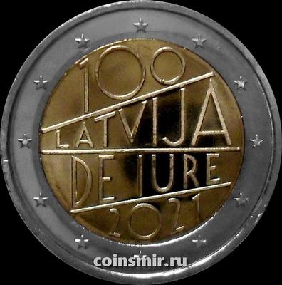 2 евро 2021 Латвия. 100-летие признания Латвии.