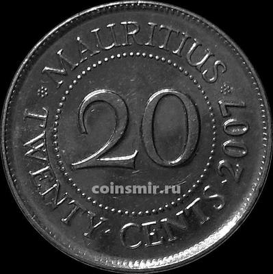 20 центов 2007 Маврикий. (в наличии 2001 год)