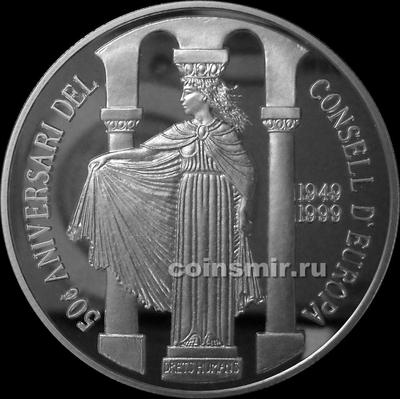 10 динар 1999 Андорра. 50-летие Совета Европы.