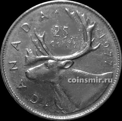 25 центов 1977 Канада. Северный олень.