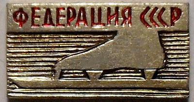 Значок Федерация конькобежного спорта СССР. Цвет-золото.
