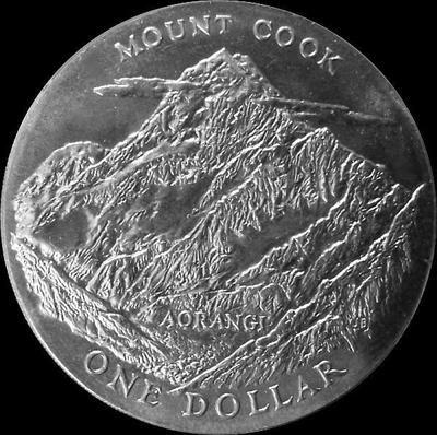1 доллар 1970 Новая Зеландия. Гора Кука.