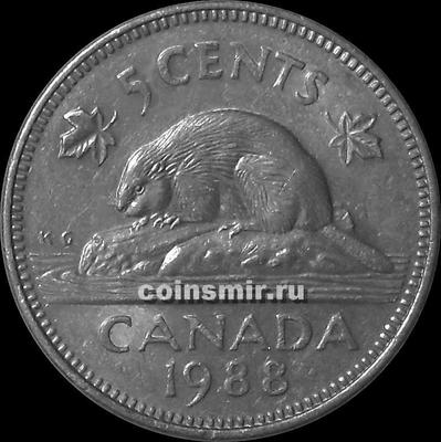 5 центов 1988 Канада. Бобр.