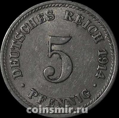 5 пфеннигов 1914 D Германия.