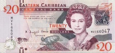 20 долларов 2012 Восточные Карибы.