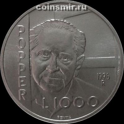 1000 лир 1996 Сан-Марино.  Карл Поппер.