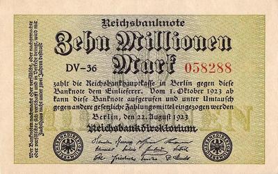 10 миллионов марок 1923 Германия.