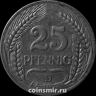 25 пфеннигов 1909 D Германия.