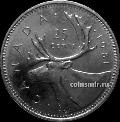 25 центов 1981 Канада. Северный олень.