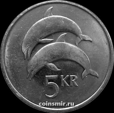 5 крон 1999 Исландия. Дельфины.