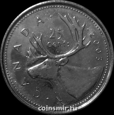 25 центов 2003 Р Канада. Северный олень. С короной.