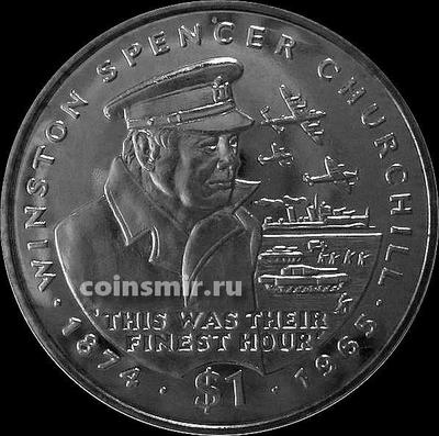 1 доллар 1995 Либерия. Уинстон Черчилль.