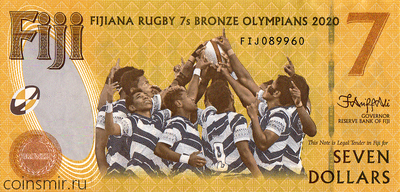 7 долларов 2022 Фиджи. Бронзовая и золотая медали Олимпиады 2021 в Токио.