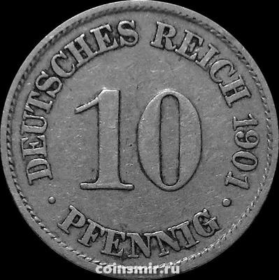 10 пфеннигов 1901 А Германия.
