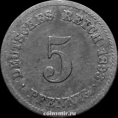 5 пфеннигов 1893 J Германия.