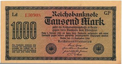 1000 марок 1922 Германия. Состояние на фото. (3)